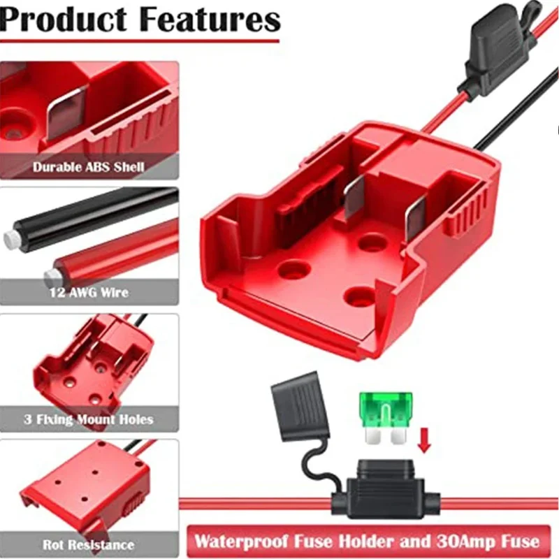 Igniter Jump Starter for Milwaukee 18V Lithium Battery Booster Cable Adapter Emergency Power Kit DIY Converter With Clip