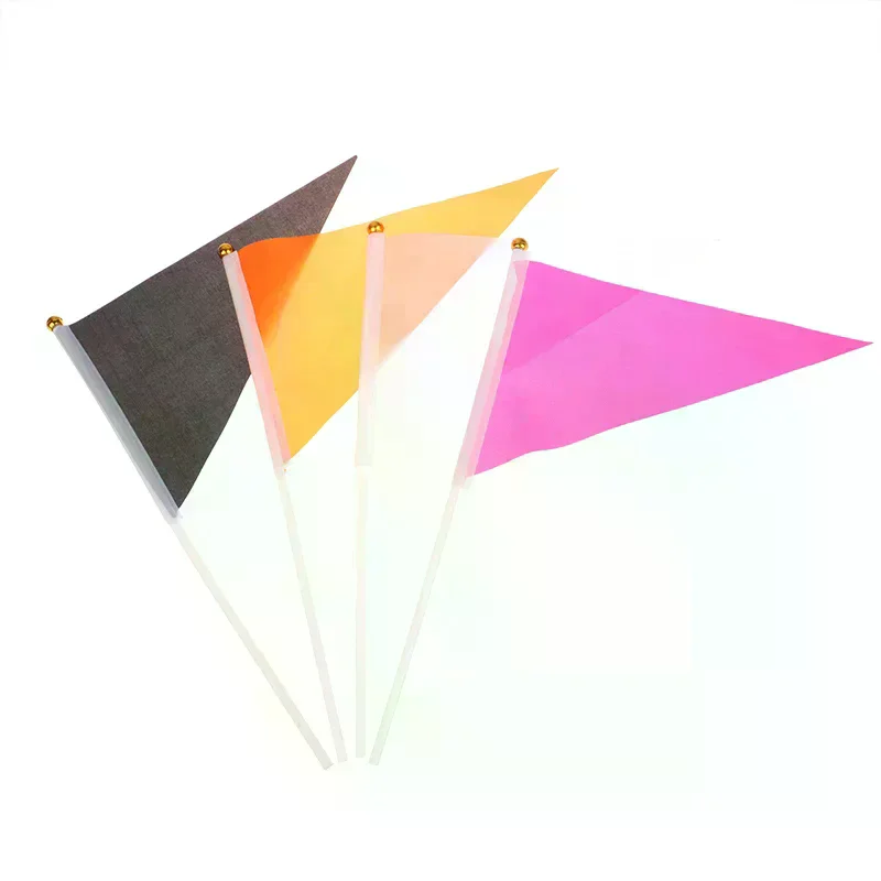 Colorful Triangular Flags With 10 Plastic Flagpoles Hand-Held Small Colorful Flags For Marking Garden Lawn Yard Supplies 10Pcs