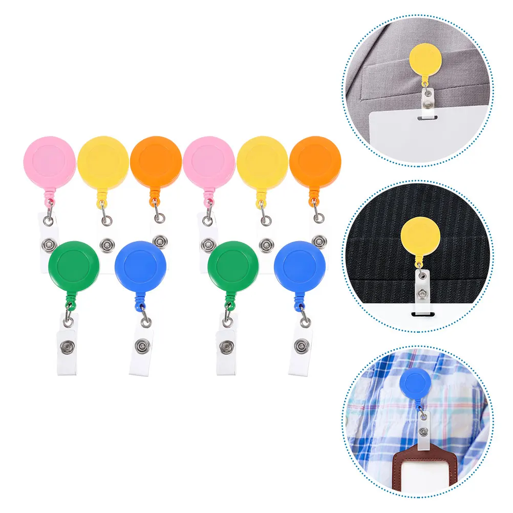 

9pcs Retractable Badge Holders Chest Card Clips Id Name Tag Holder Portable Multi-Function Clip Nurse Doctor Employee Anime