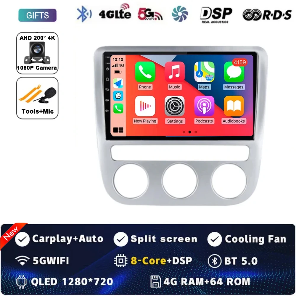 Android 15 autoradio multimedia 4G WIFI Carplay GPS navigatie voor Volkswagen VW Scirocco EOS 2009 2010 2011 2012 2013 2015 2016 - afbeelding 1