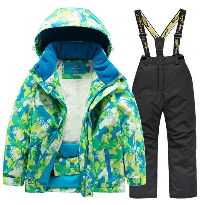 Children's Fashion Snow Suit  Set, Winter Clothes Ski, Snow Ski Jacket and Pant Sets, Snowboarding Clothing, Unsex, -30 Warm