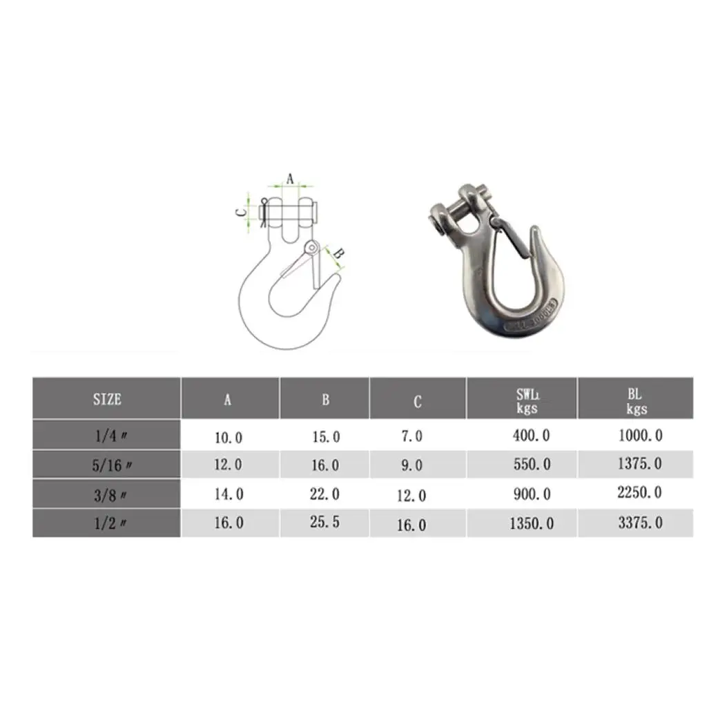 Steel Clevis Slip Hook with Spring Safety Latch Trailer Crane Winch Hook for UTV ATV Tow Cable Lift