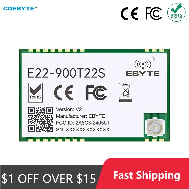 LoRa Module E22-900T22S 915MHz UART SMD Wireless Transceiver RF Module RSSI Net Working CDEBYTE