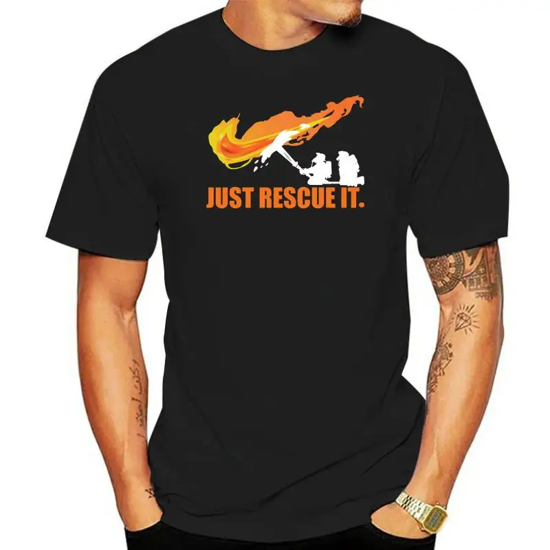 

Latest Mens T Shirt Rescue The Fire Firefighter Short Sleeve Cotton O Neck Big Size T Shirt For Male Tees Shirt