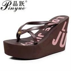 8cm 11cm Summer Wedges Flip Flops for Women Cloth Clip Toe Chunky Platform Slippers Woman Plus Size Light Non-slip Beach Sandal