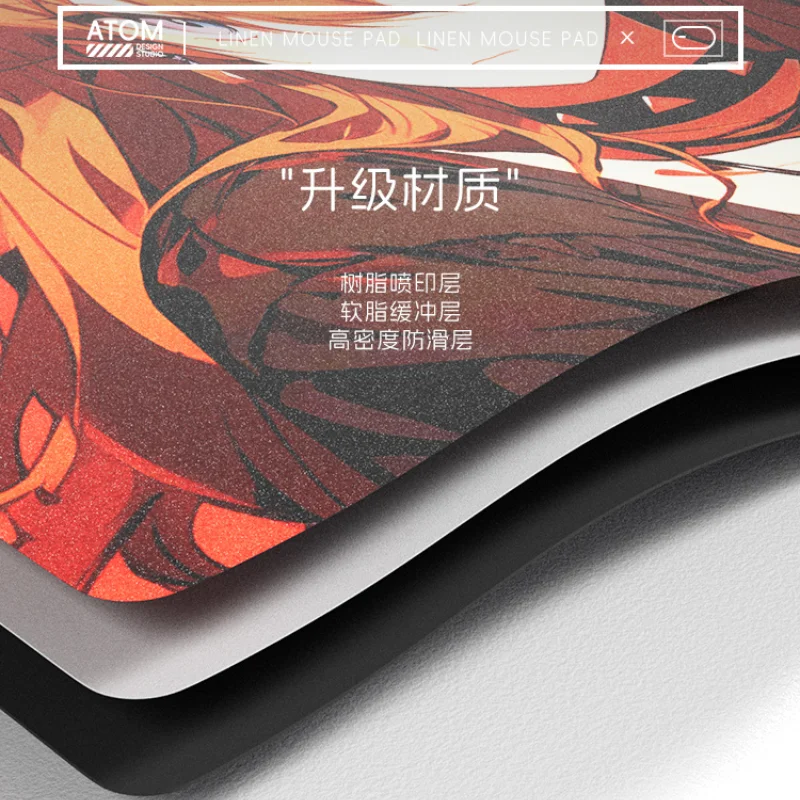 ATOM Premium Resin Mouse Pads Asuka Langley Soryu Pattern Customizable Crystal Snow/Sand Mist Professional FPS Gaming Hard Pads