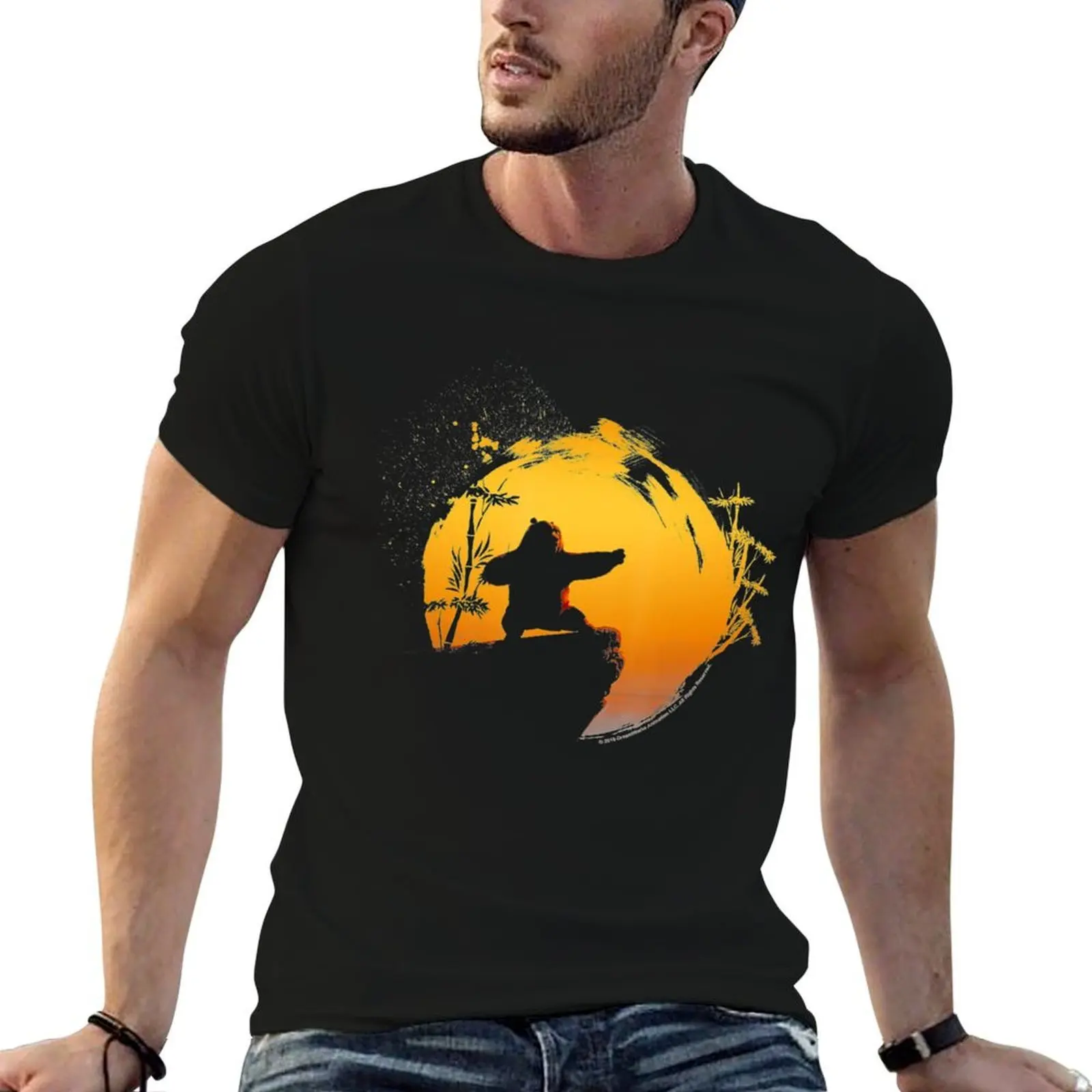 Camiseta Kung Fu Bear Po Tai Chi Sunset Silhouette, camiseta para hombre, camiseta de diseñador para hombre, camiseta de verano para hombre