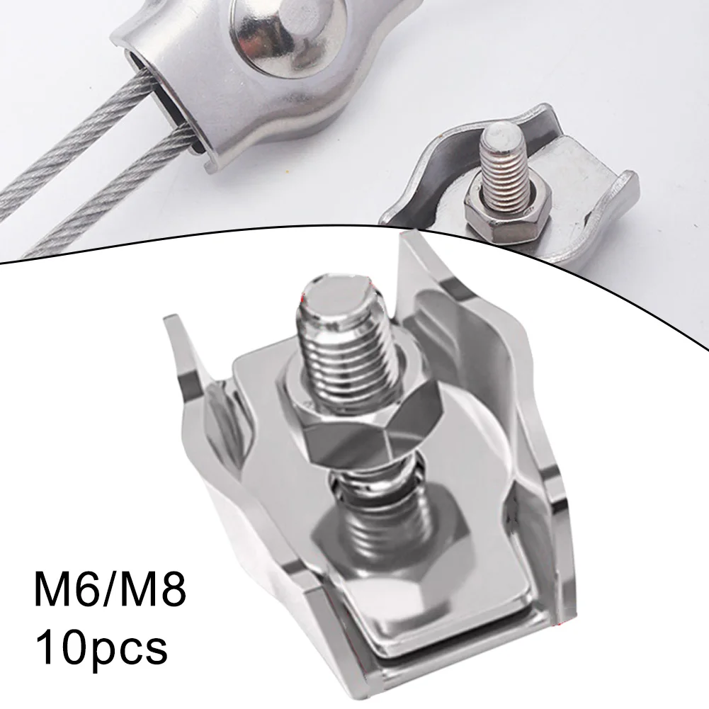 Waterproof Stainless Steel Wire Rope Clips Single/Double Grips Cable Clamps Chuck Lock M6/M8 Cable Wire Hardware Fastener