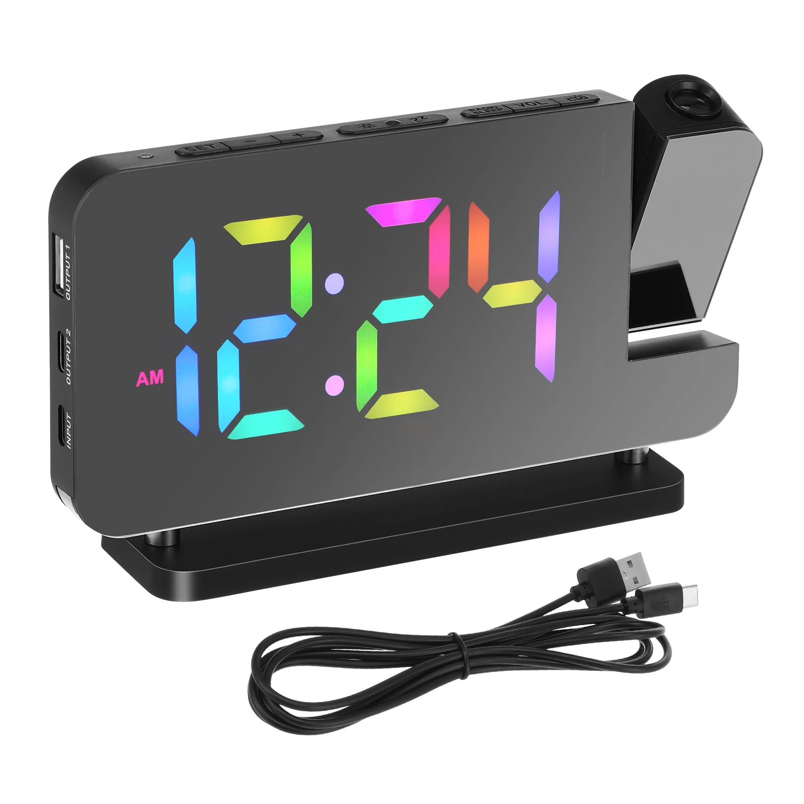 

Led Electronic Clock With Rotating Projection Night Light Alarm Digital Clock For Bedroom Desk Home Decor Aesthetic