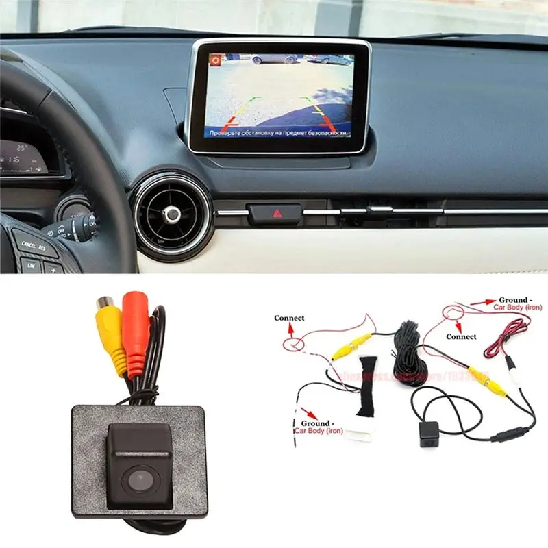 High-Quality Rear View Camera Backup Reverse Parking Camera Conversion Cable 28 Pin Adapter Kit For Mazda 2 Sedan Demio DJ 2015-