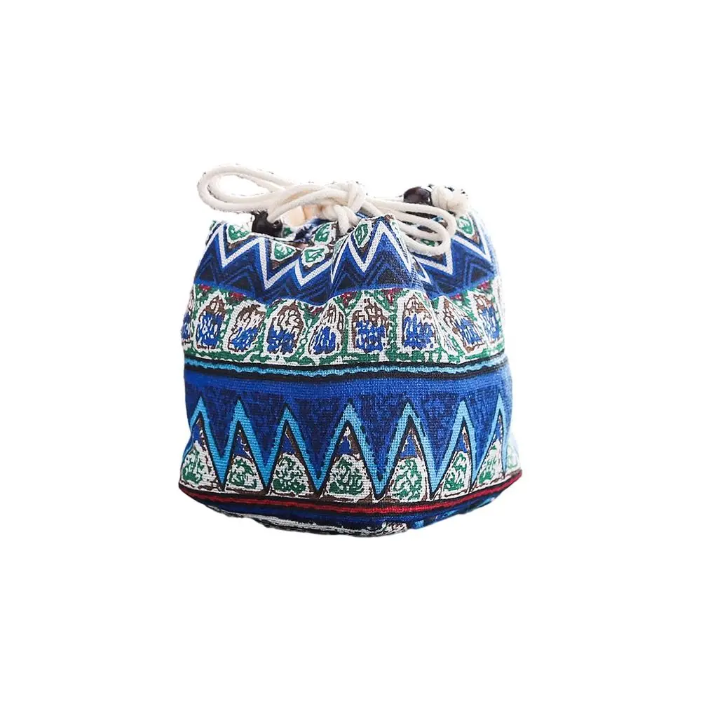 

Canvas Flower Drawstring Bag Dragon Stripe Print Tea Set Storage Bag Coin Purse Wallet Cloud Chinese Style Handbag