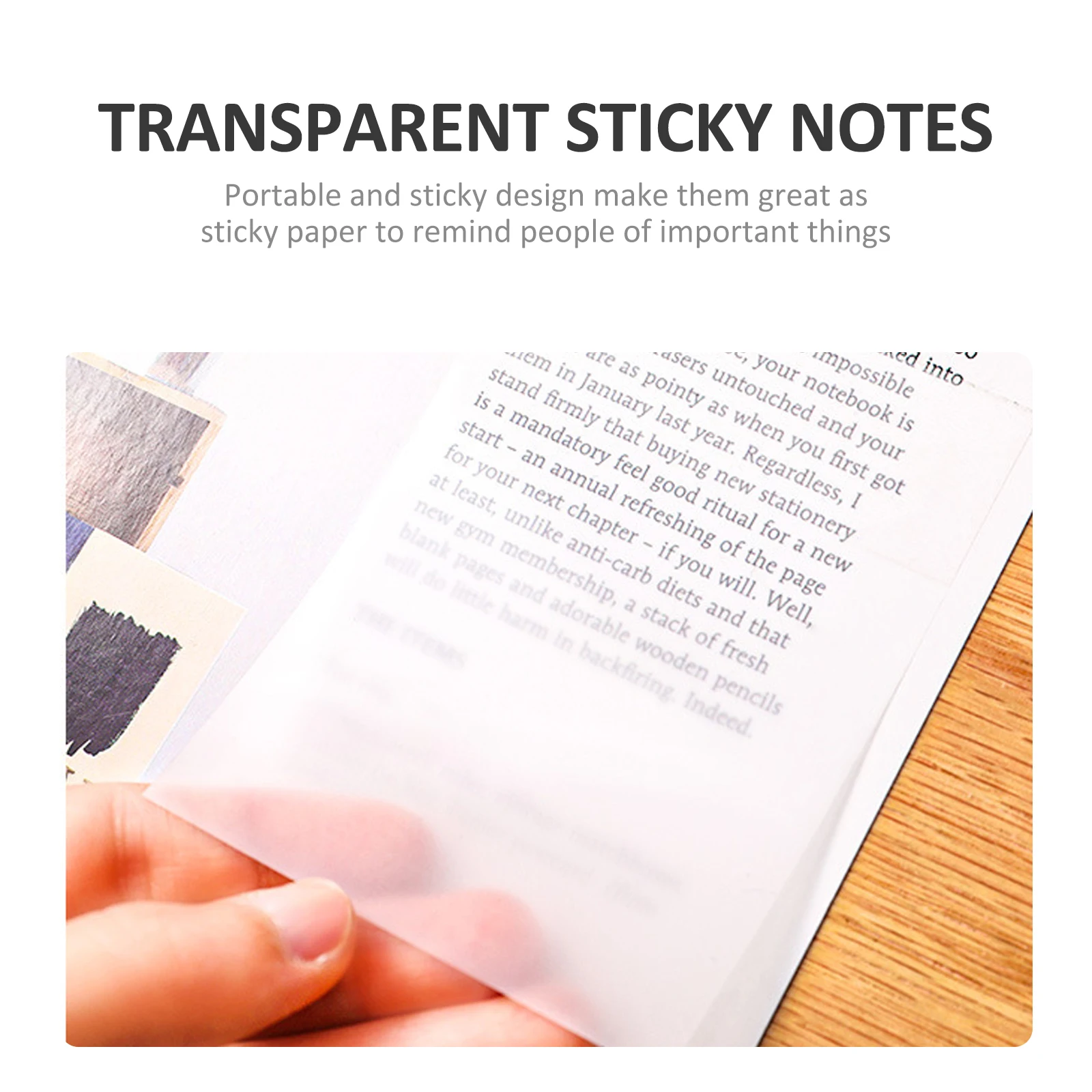 Transparent Clear Office Supplies Removable Labels Note Pads Paper PET Material Use Memo Sticker