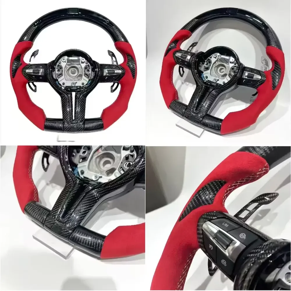 【Customizable】 F30 F20 F80 X1 X2 X3 X4 X5 Sports Style Interior Accessory Carbon Fiber Leather Steering Wheel for