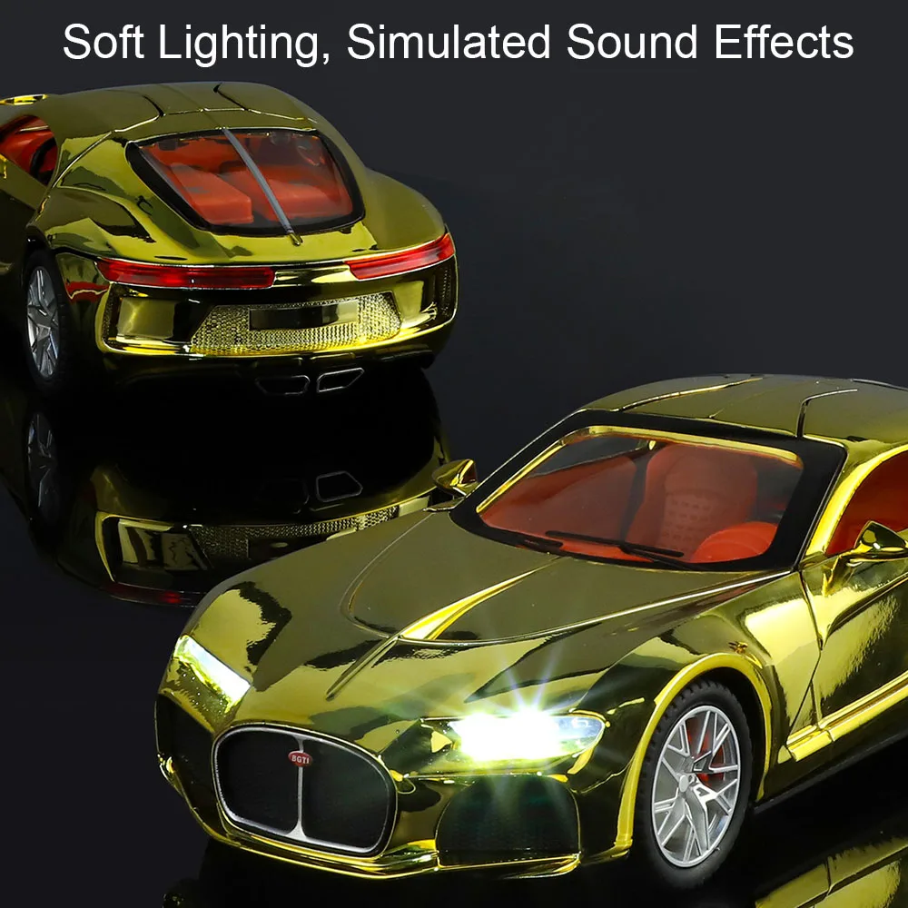 รถของเล่นโมเดลรถสปอร์ตแอตแลนติกโบไลด์ 1:24 ผลิตจากโลหะผสม พร้อมเสียงและไฟ มีระบบดึงหลังและโช้คอัพ รุ่นซูเปอร์คาร์ เหมาะเป็นของขวัญวันหยุด