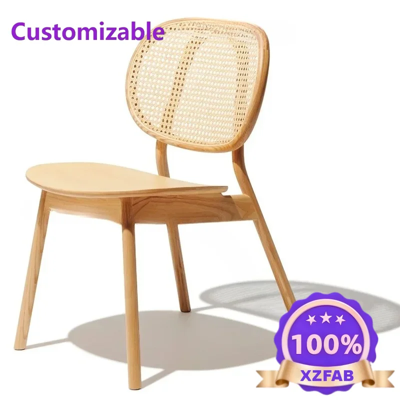 Factory Direct 2026 ins solid wood rattan  casual dining chair designer medieval rattan chair