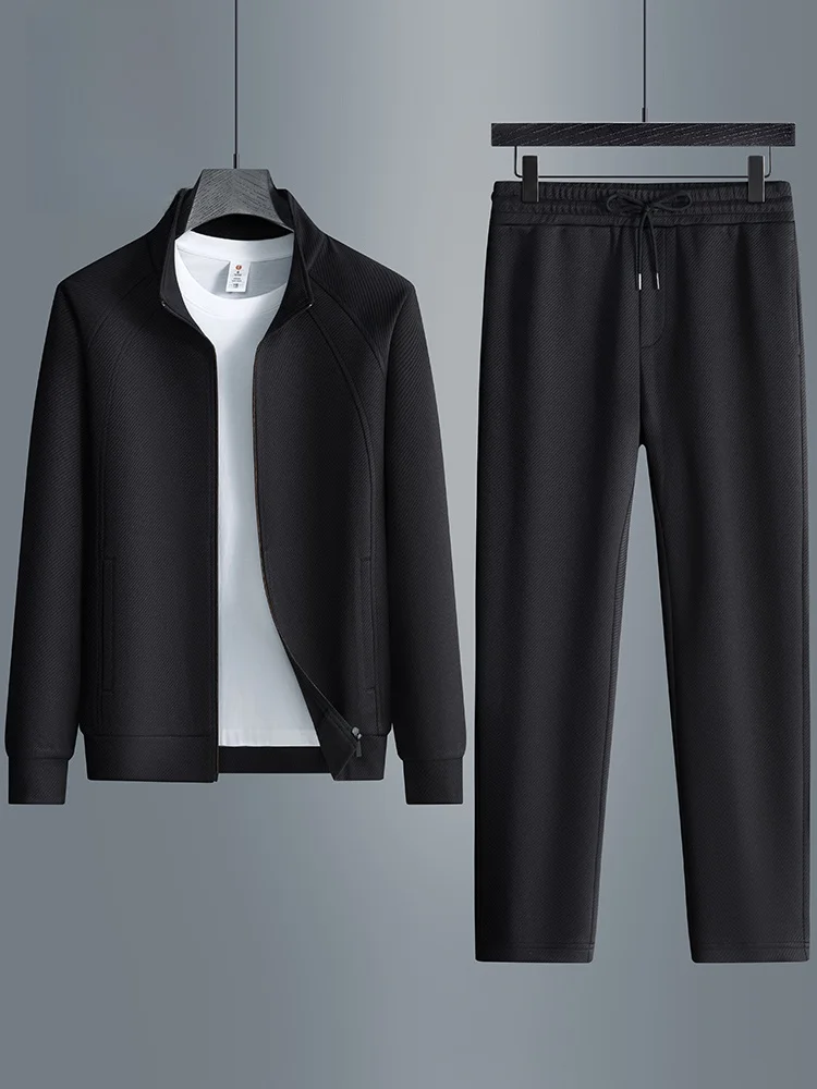 

Rn Men's Casual Sportswear Set Long Sve Stand Collar Loose Fit Faionable Spring Autumn Jaet And Pants Two Piece Set