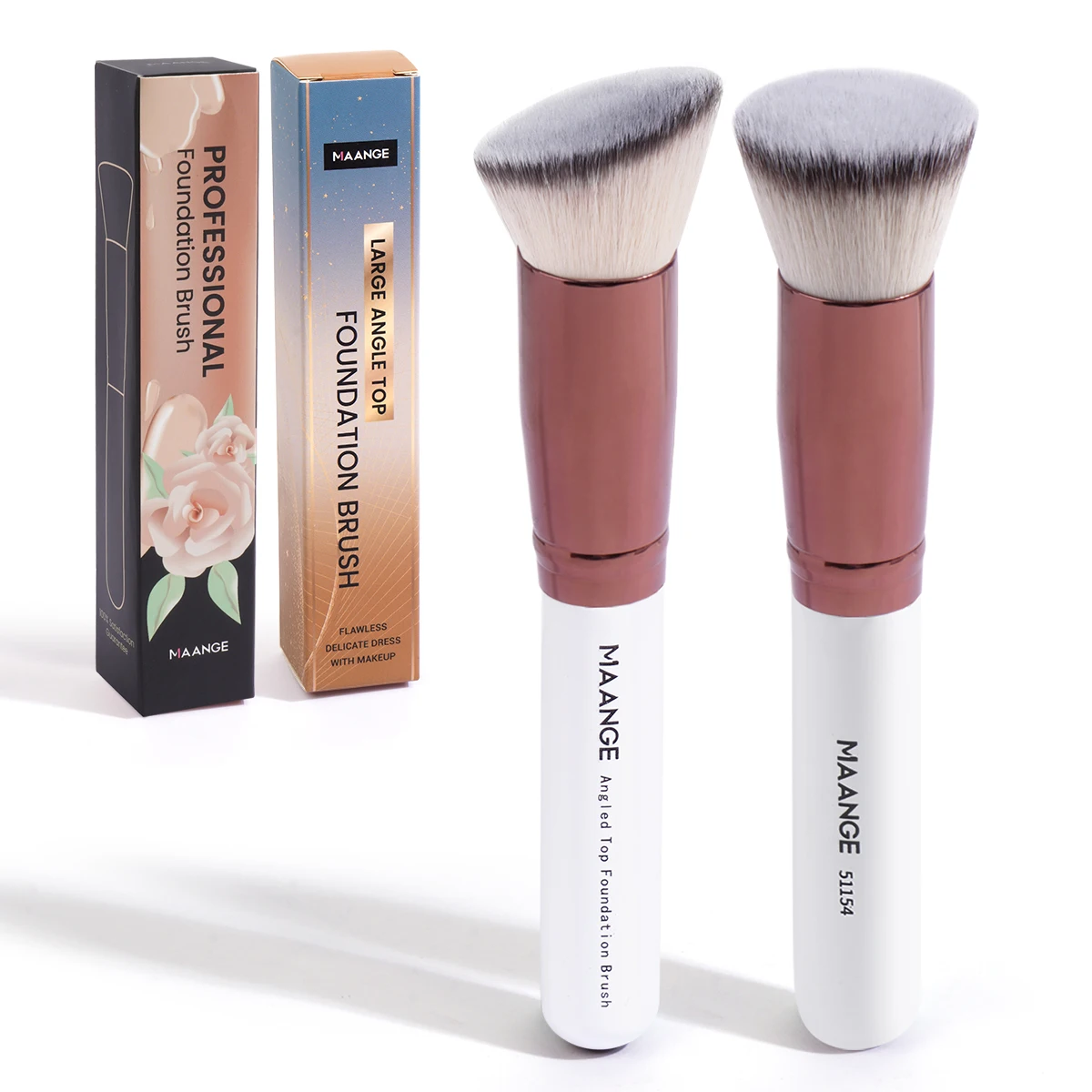 Maange Foundation Make-Up Borstel Platte/Hoek Concealer Poeder Blush Borstel Met Dichte Doos Zachte Borstelborstel Schoonheid Tool Voor Vrouwen