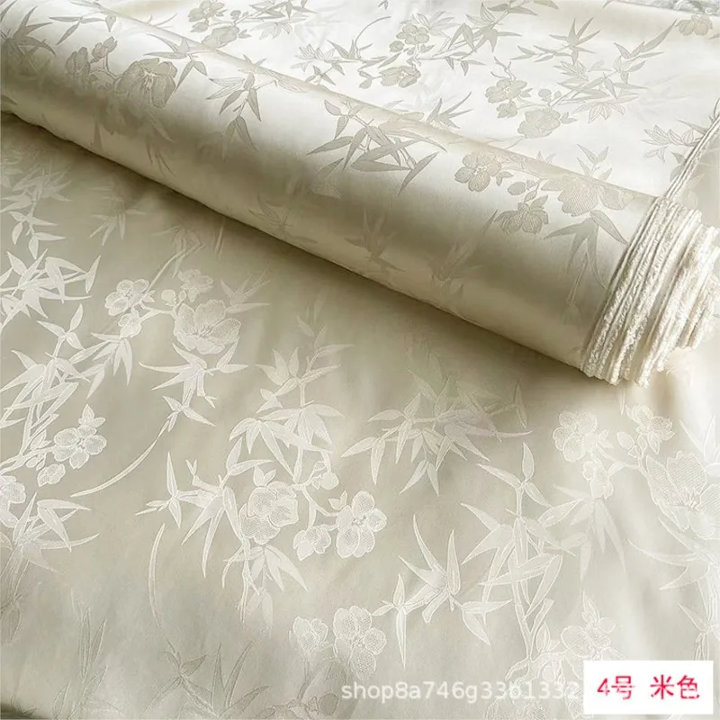 ผ้าไหมแจ็คการ์ดซาตินลายดอกไม้สำหรับฤดูใบไม้ผลิและฤดูร้อน ผ้าฉลุลายสำหรับเสื้อฮั่นฝูและกี่เพ้าสไตล์จีน