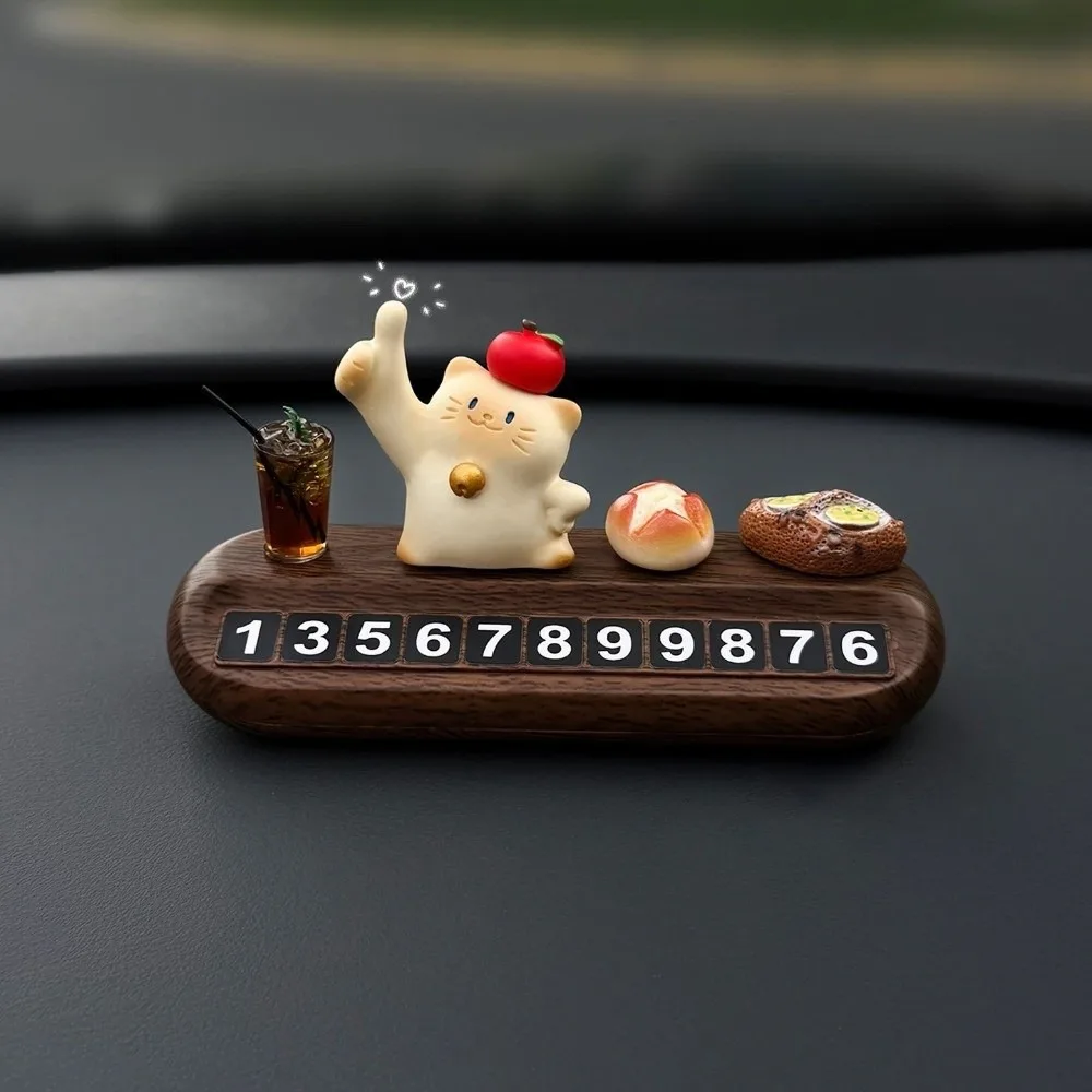 Cute Vehicle Number Plate Cat Hidden Parking Number Plate Cartoon Movable Car Interior Decoration Temporary Parking