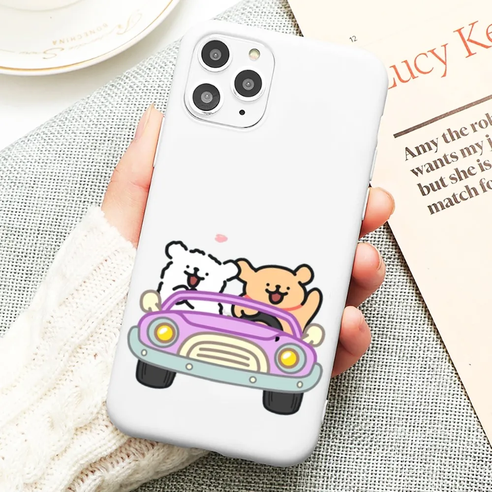 Funda de teléfono Line Puppy para iPhone 14, 11, 12, 13 Mini Pro, Xs Max, 8, 7, 6, 6S Plus, X, XR, Color caramelo sólido