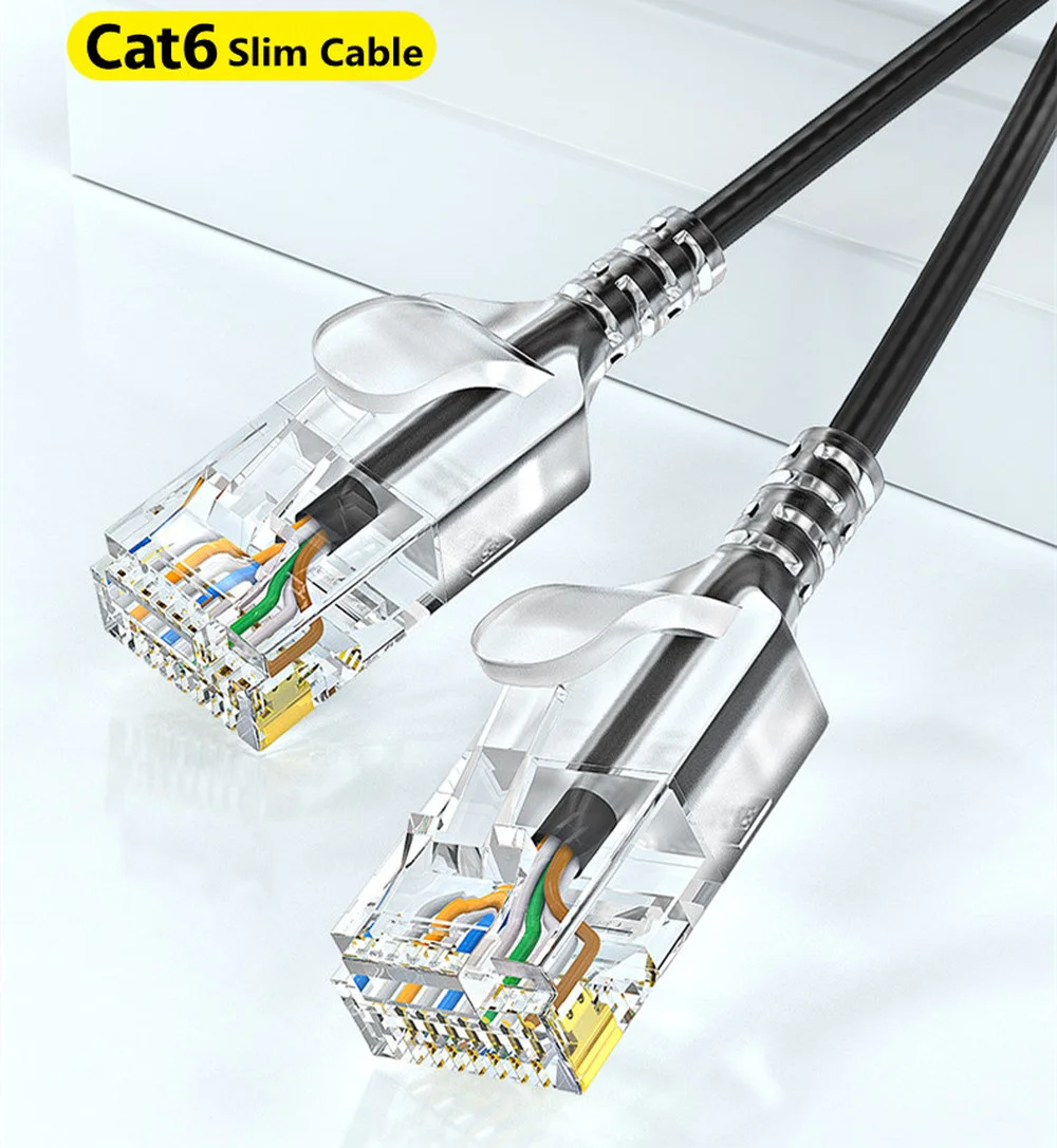 Cat6 Ethernet Slim Cable 10Gbps Network Cable 4 Twisted Pair Patch Cord Internet UTP Cat6a Lan Cable Ethernet RJ45 Slim Cable