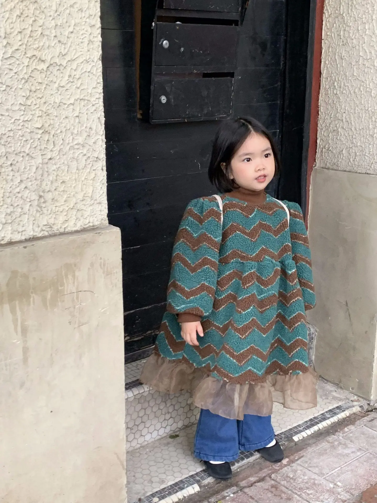 Girl Dress 2023 Winter New Korean Children Wear Korean Style Imitation Lamb Wool and Cashmere Thickened Girl Winter Dress