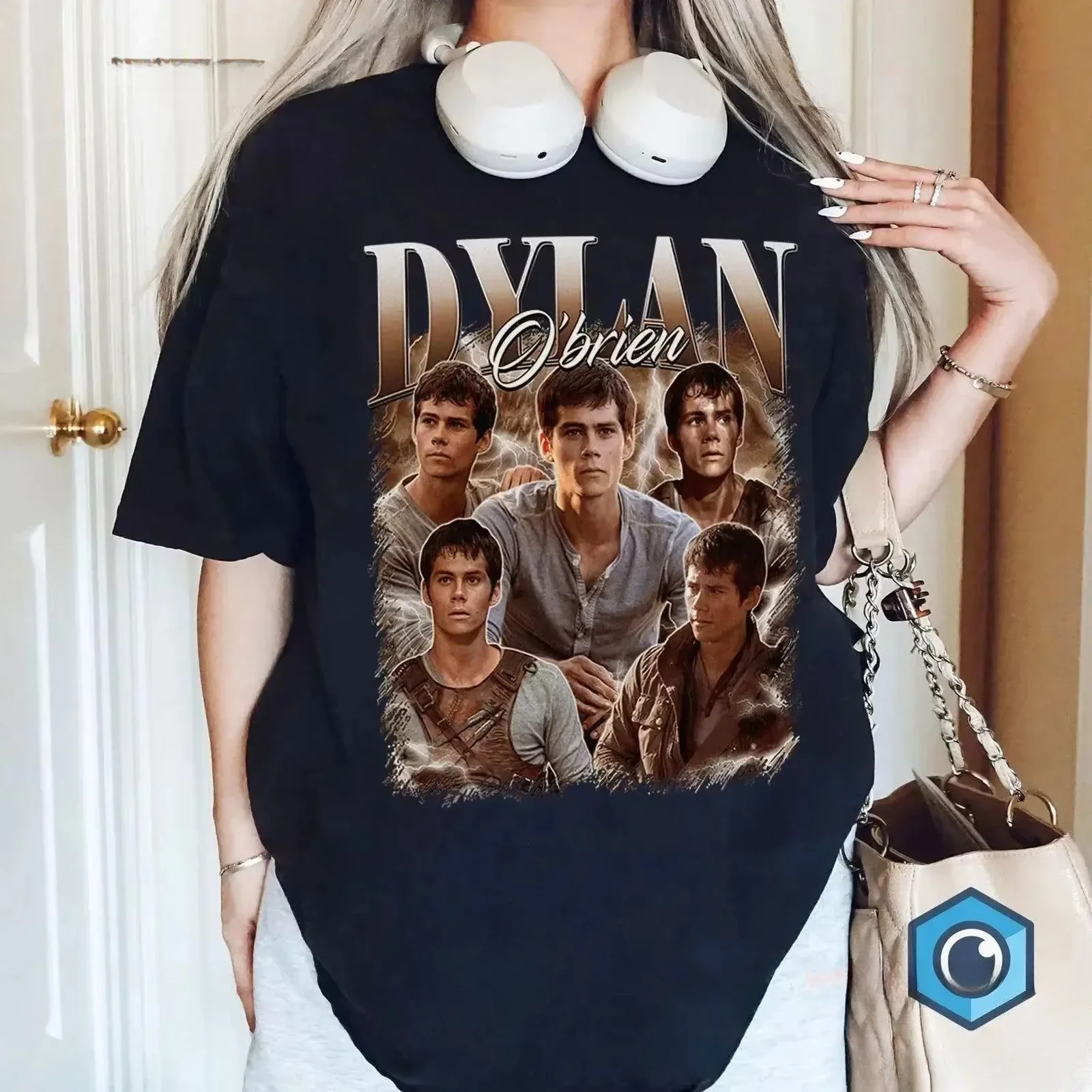 Dylan O Brien 90s Estilo Vintage Camiseta Actor Película Fan Maze Runner Vintage Lavado Casual Top para uso diario Moda