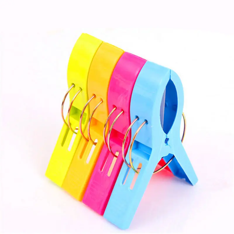 4pcs Large Bright Colour Clothes Clip Plastic Beach Towel Pegs Clothespin Clips To Sunbed Home Wardrobe Storage High Quality