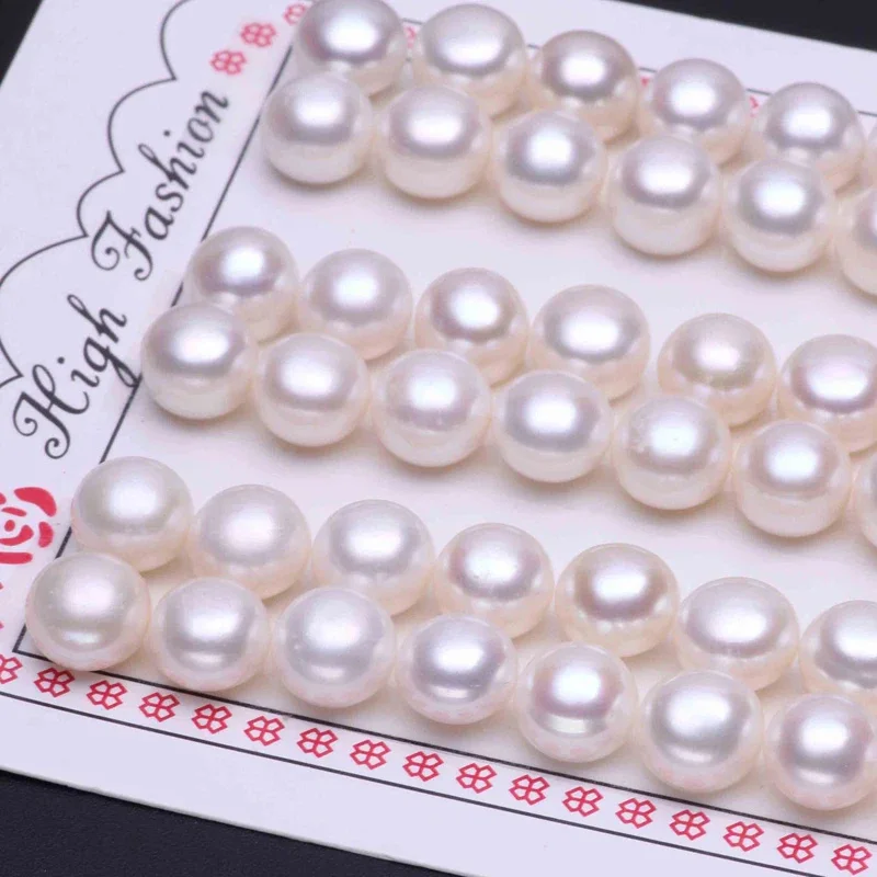 10pair/lot 3A Wholesale Half Drilled Button Pearl Cultured Freshwater Pearl White Pink Purple Pearls for Jewelry Handmade