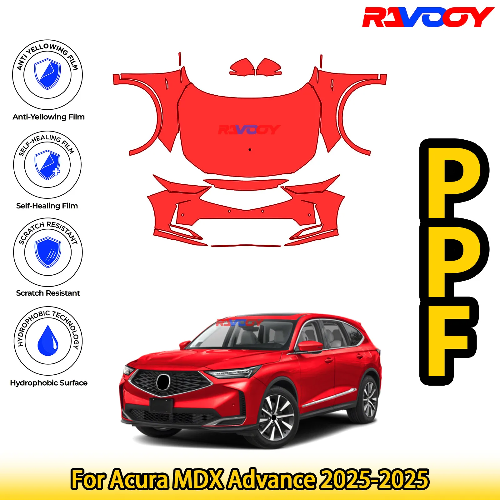 

Для Acura MDX Advance 2025-2025 глянцевая матовая черная предварительно вырезанная передняя защитная пленка PPF Kit
