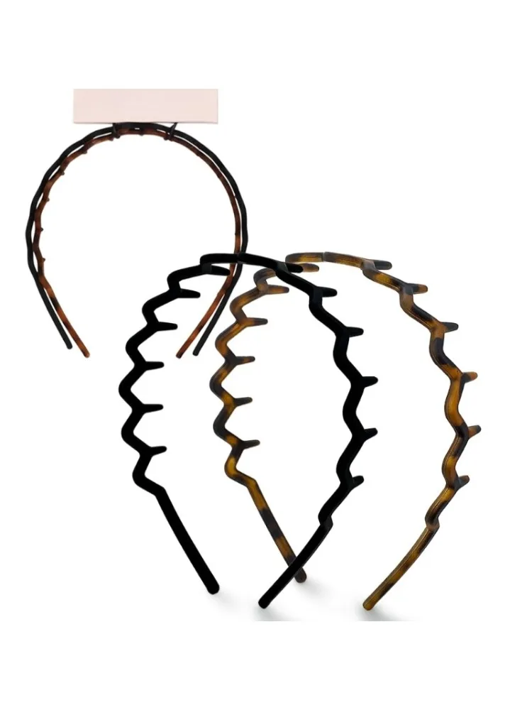 1/2 bandeaux en zigzag - Bandeau pour cheveux en plastique recyclé pour hommes et femmes | Bandeau et serre-tête classiques ondulés des années 90 avec dents