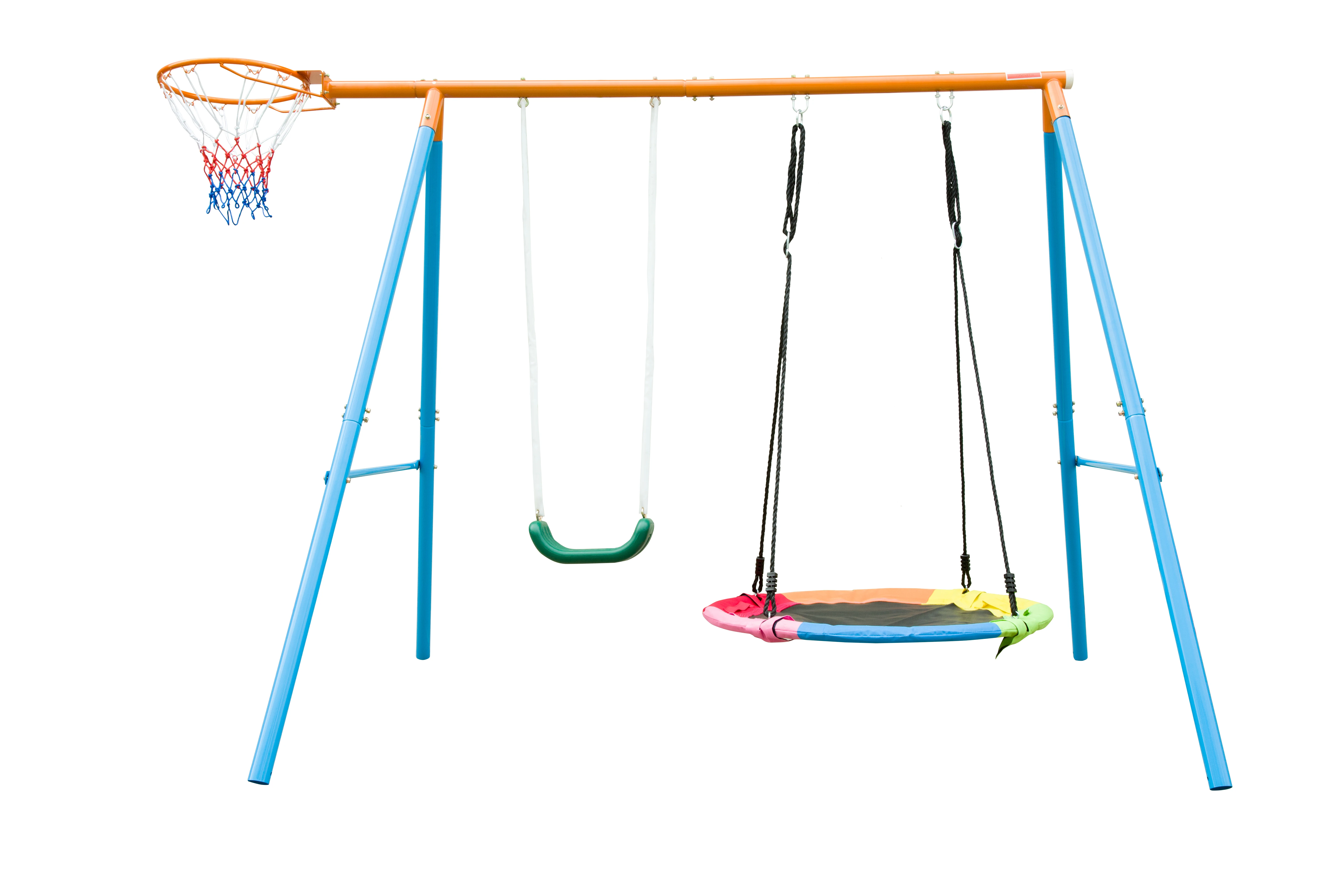 kids garden Swing Set, 500lbs Swing Set with Heavy-Duty A-Frame Metal Outdoor Swing Stand,