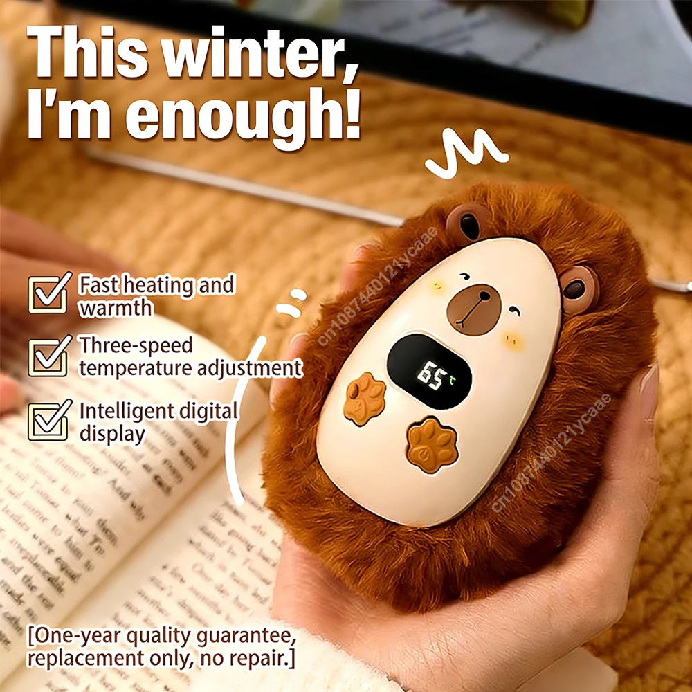 Calentador de manos de felpa de dibujos animados, Mini calentador eléctrico portátil con pantalla Digital para uso en interiores y exteriores, calienta tus manos en cualquier momento, 1 ud.