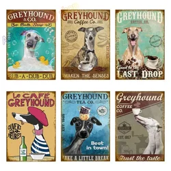 Italian Greyhound Dog Pet Coffee Bar Dog Coffee House Vintage Plaque Poster Tin Sign Wall Decor Hanging Metal Decoration 8x12in