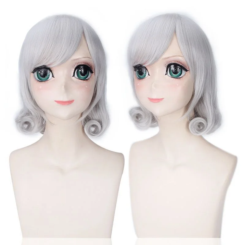

Women’s Short Dark Grey Curly Wave Ladies Daily Hair Wigs Wig Cap