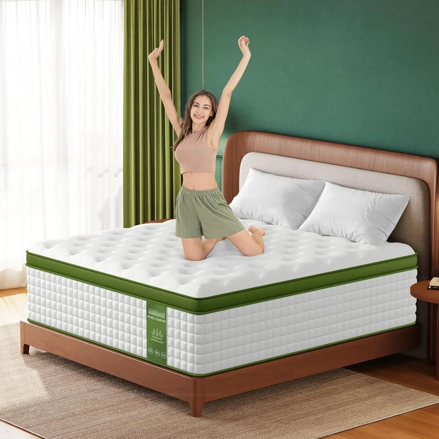 Queen Mattress, 12 Inch Hybrid Mattress Queen Size in a Box with Gel Memory Foam and Pocket Springs, Medium Firm Mattre