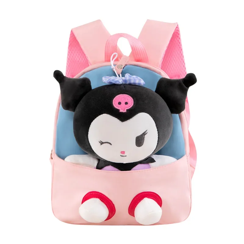 حقيبة ظهر Hello Kittys Child Kuromi كارتونية قابلة للفصل ولطيفة My Melody Girl حقيبة مدرسية ذات سعة كبيرة من النايلون المسامي