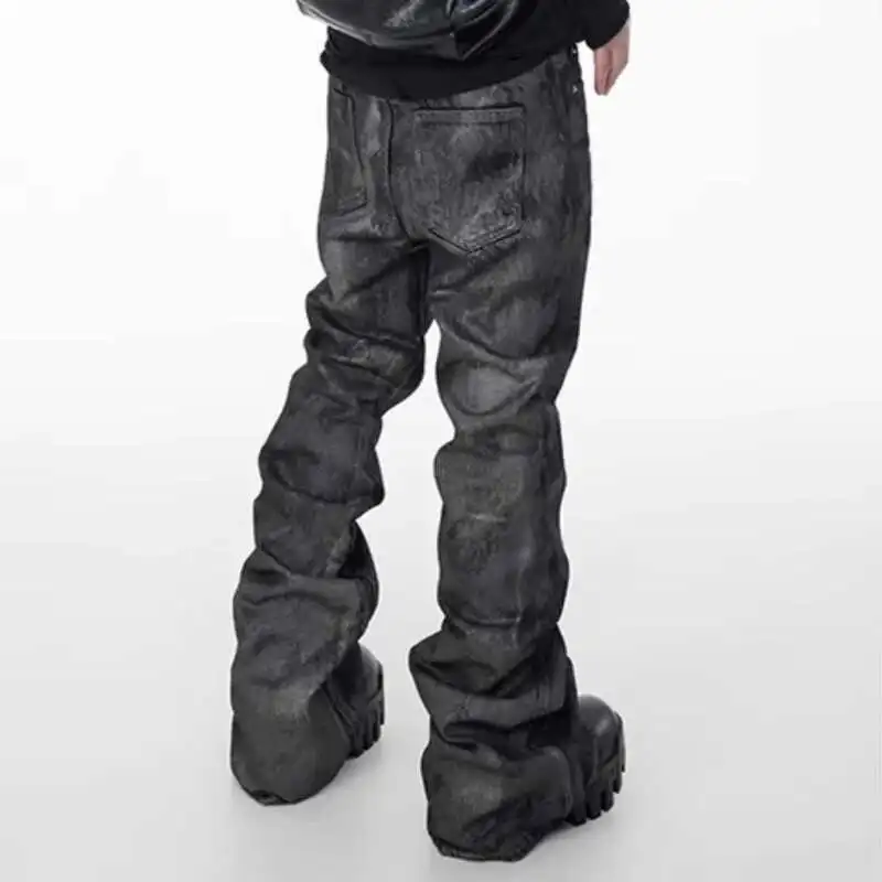 HKSH Marea da uomo Dark High Street Pantaloni in denim a gamba larga con gamba larga Pennello cerato Colla Micro Flare Jeans Moda Chic Nuovi pantaloni HK2467
