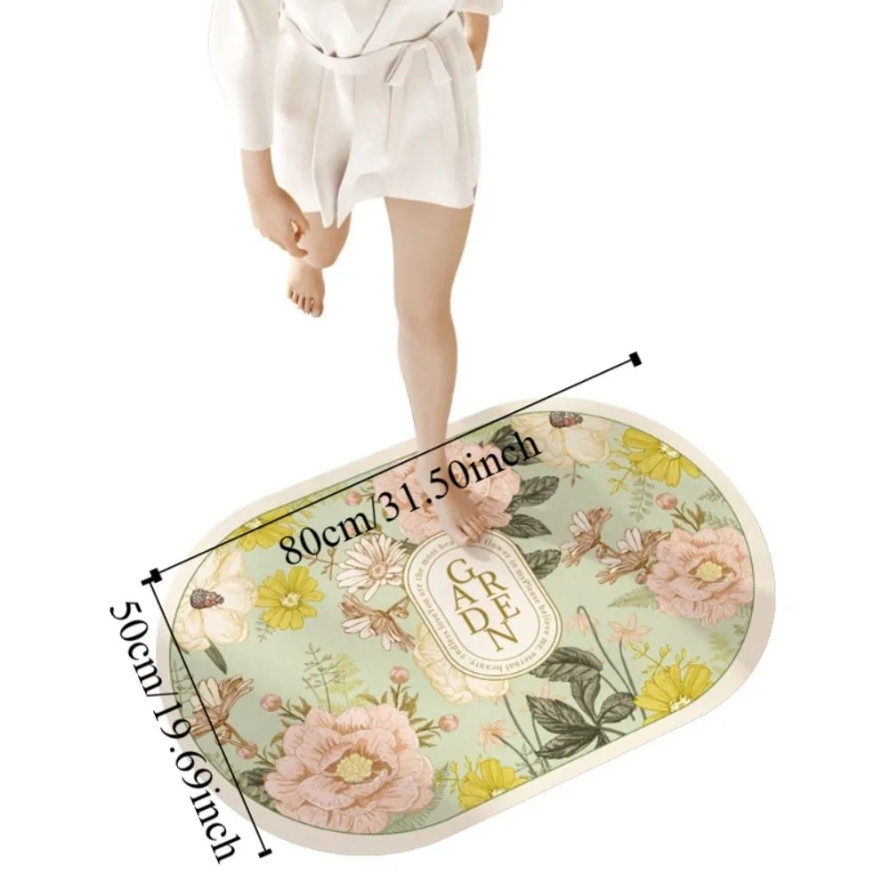 أنيقة الحمام الكلمة حصيرة زهرة الطباعة لينة ماصة حمام السجاد التجفيف السريع آلة قابل للغسل المضادة للانزلاق سجادة باب وسادة للقدم