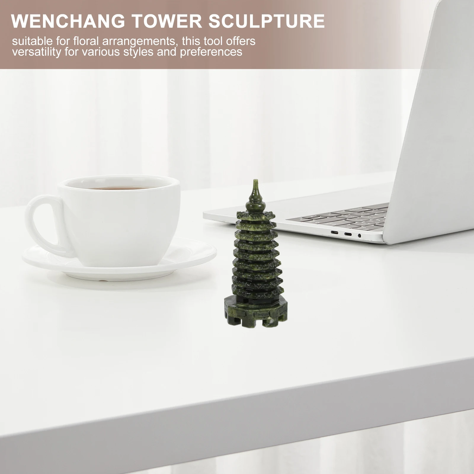 

Carved Wenchang Tower Chinese Hand Jade Figure Decoration Home Statue Miniature
