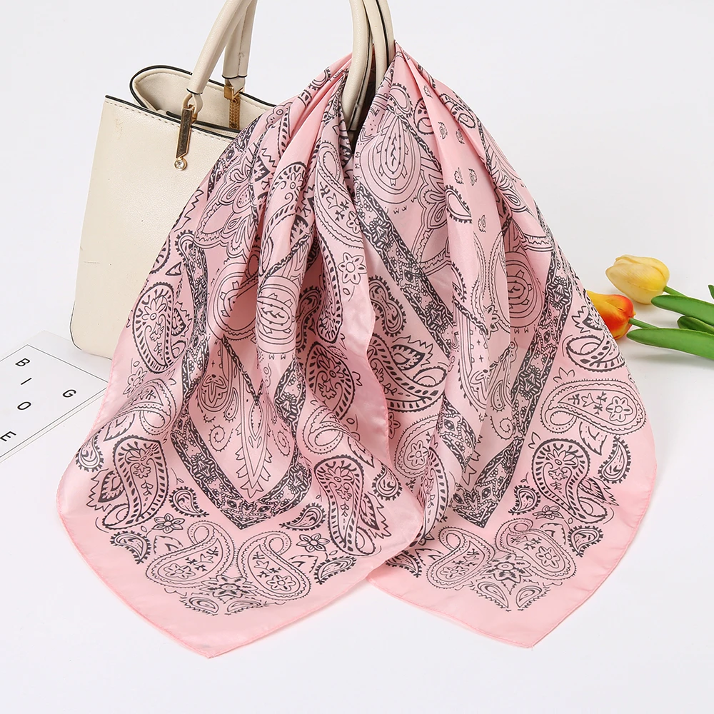 68*68cm moda Paisley stampa fazzoletto donna capelli sciarpa fascia di seta Bandana testa sciarpe femminile quadrato Hijab sciarpe per le signore