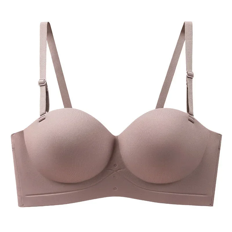 Summer Sexy Half Cup Mark-free Removable Strapless Underwear Women Gather Small Breasts Show Large No Steel Ring Bra