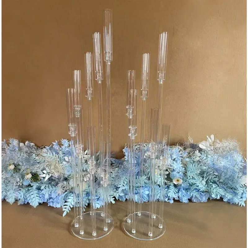 Imagem -06 - Clear Acrílico Metal Candelabro para Decoração Wedding Centerpiece Candlestick Holder Birthday Party Evento 10 Pcs por Lote