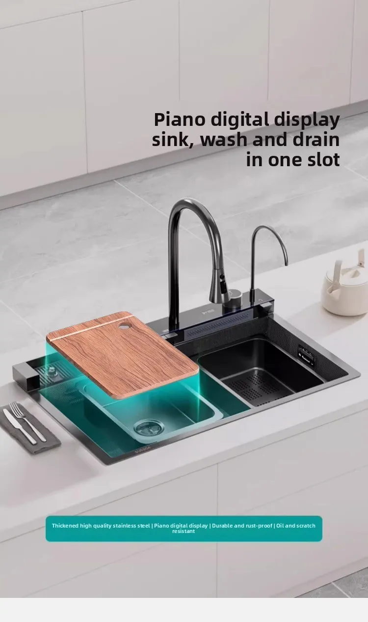 LTT الفولاذ المقاوم للصدأ المطر كبير وعاء واحد المطبخ سميكة حوض غسيل الخضار بالوعة