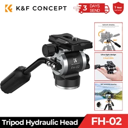 K&F CONCEPT Load Professional Tripod Head Hydraulic Head CNC Process Die-Cast Quick Release Plate Damping Head for Tripods FH-02