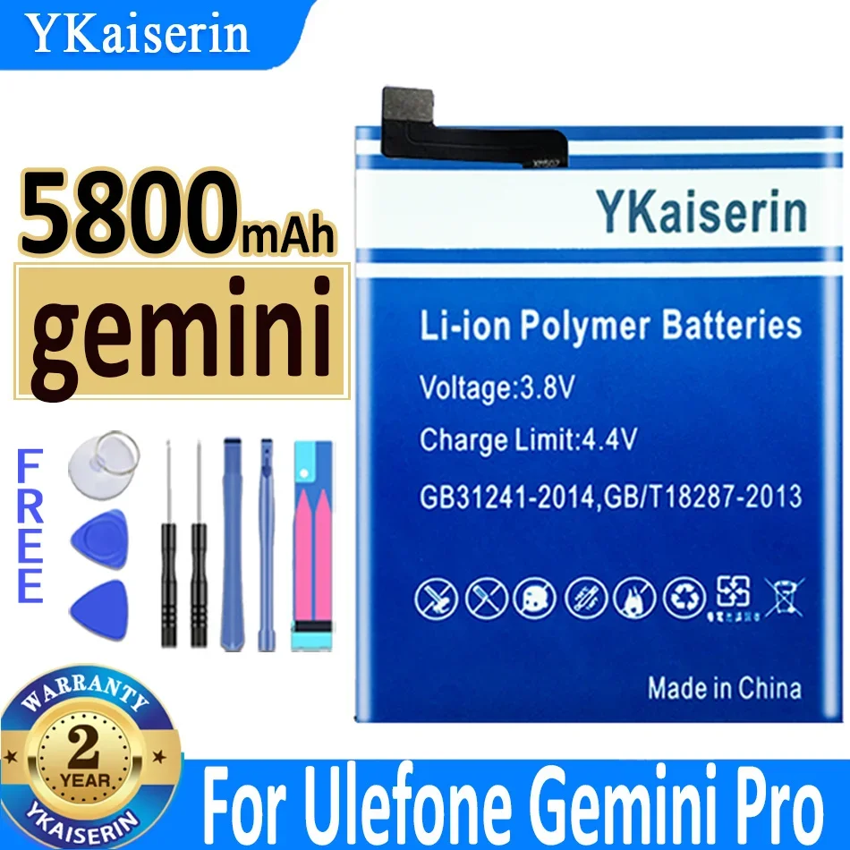 

Аккумуляторная батарея ykaisсеребрина 5800 мач для Ulefone Gemini Pro + Бесплатные инструменты