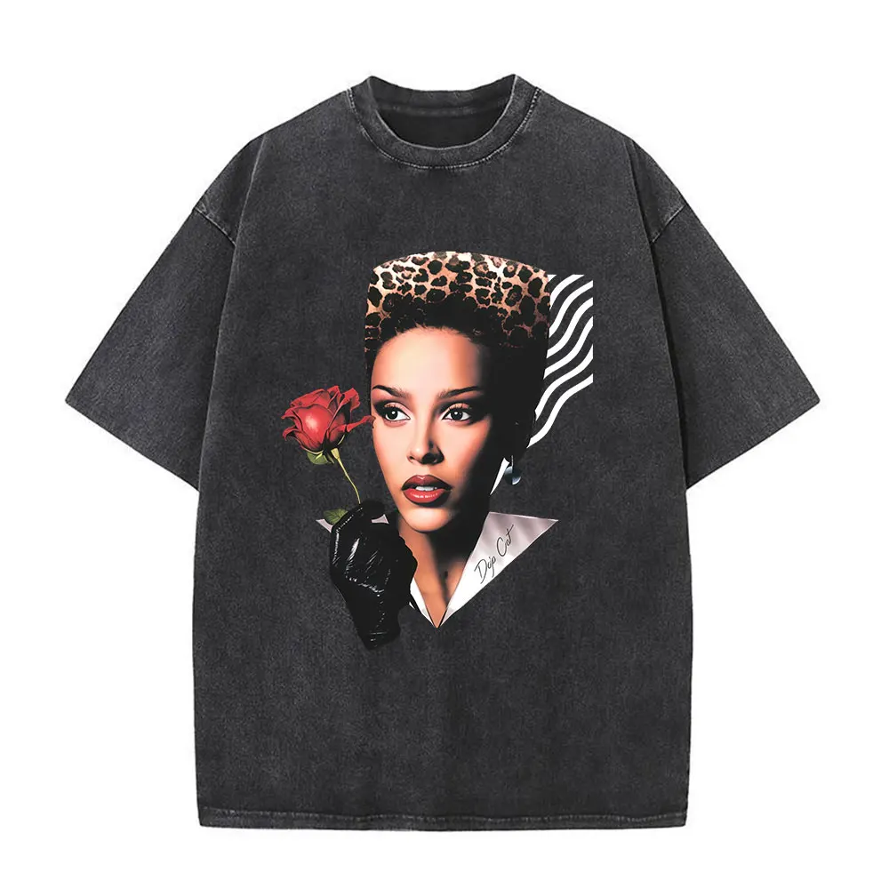 

Washed Vintage Doja Cat VIE Glamour Merch T Shirt Men's Women Clothing Harajuku Fashion T-shirts Casual Cotton Oversized T-shirt