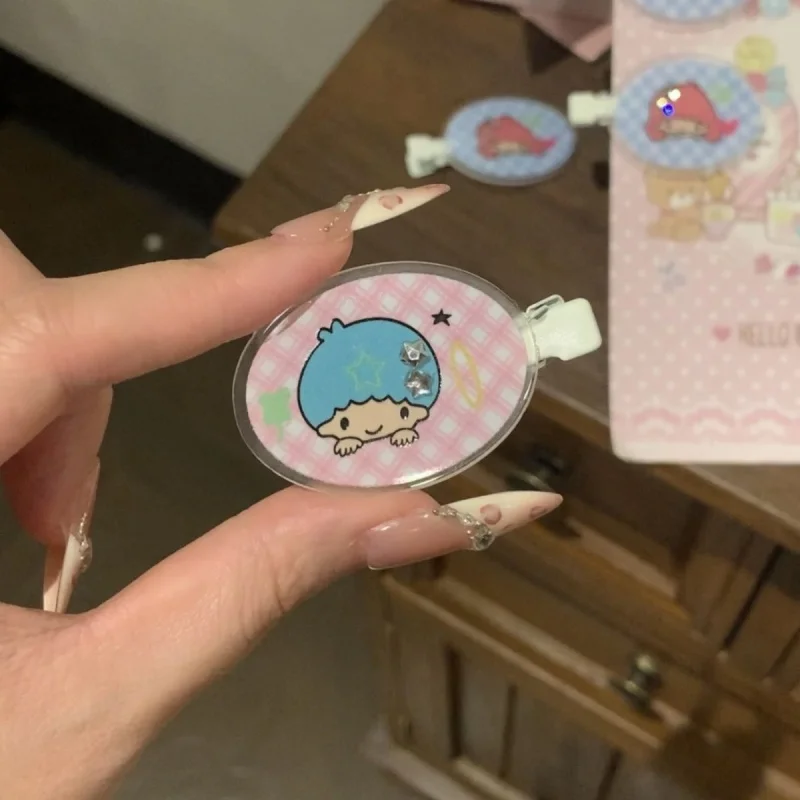 الكرتون سانريو ليتل التوأم نجوم القطع الناقص منقوشة الاكريليك دبوس الشعر طالب الانفجارات Traceless bb مشبك شعر الشعر الديكور الفتاة هدية