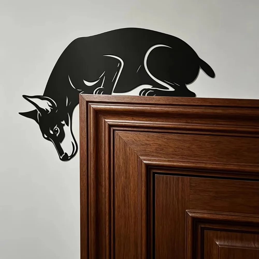 CIFBUY Doberman Metal Wall Art Iron Dog Hanging Sculpture Rustproof Durable Home Living Room Bedroom Decor Gift