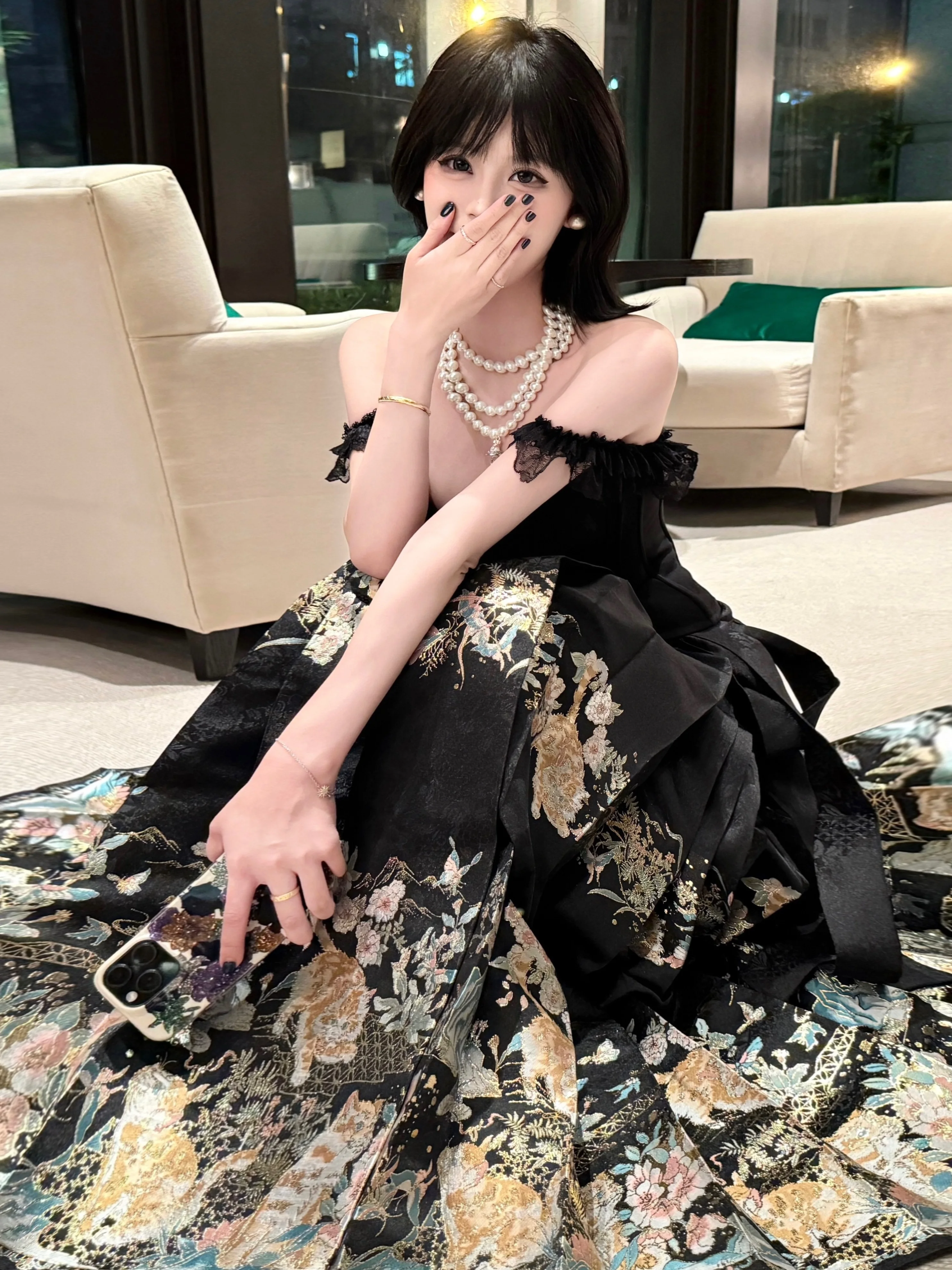 

New Chinese Style Black Hanfu Skirt Set Women's Two-Piece Summer Vintage Top Half-Skirt Ensemble Traditional Ethnic Fashion